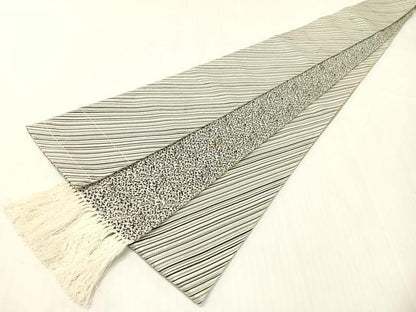 平和屋着物●男性　本場筑前博多織　両面　角帯　斜線文　正絹　逸品　CABH4570vp