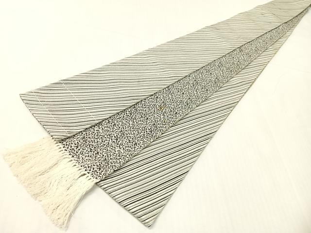 平和屋着物●男性　本場筑前博多織　両面　角帯　斜線文　正絹　逸品　CABH4570vp