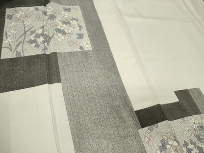 平和屋着物■訪問着　色紙草花文　正絹　逸品　CABH0984ou