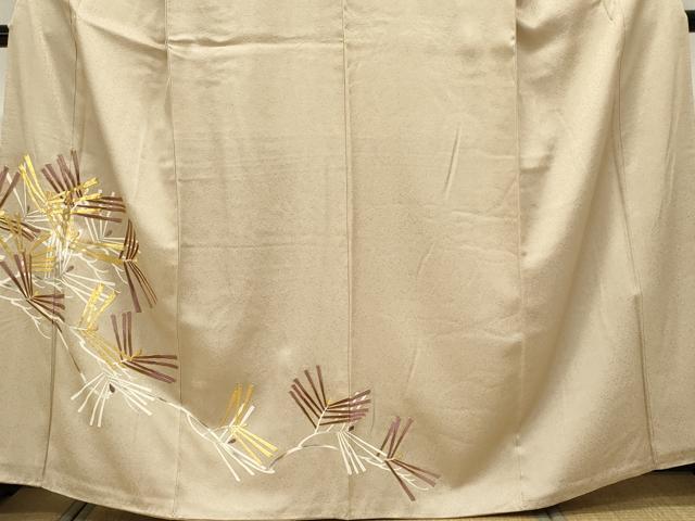 平和屋着物■色留訪問着　駒刺繍　枝松文　金彩　正絹　逸品　CABH1005ou