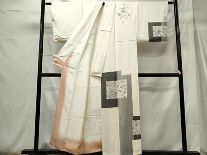 平和屋着物■訪問着　色紙草花文　正絹　逸品　CABH0984ou