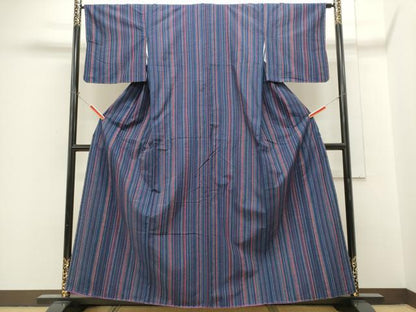 平和屋着物■上質な紬　縞　正絹　逸品　CABH0995ou