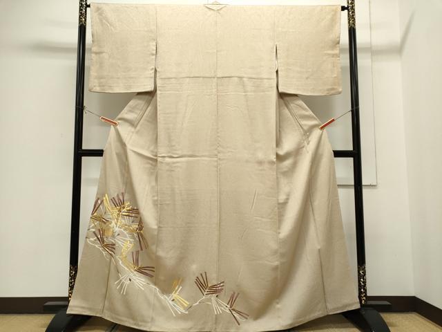平和屋着物■色留訪問着　駒刺繍　枝松文　金彩　正絹　逸品　CABH1005ou