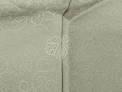 平和屋着物▽上質な色無地　単衣　唐草地紋　灰汁色　正絹　逸品　DABF8882sf