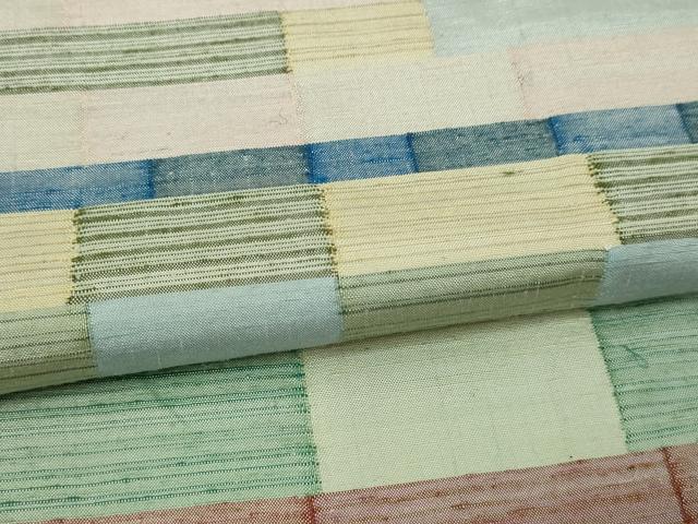 平和屋着物▽絲藝苑　上島洋山　色留訪問着　単衣　横段文　ますいわ屋扱い　正絹　逸品　DABF8891sf