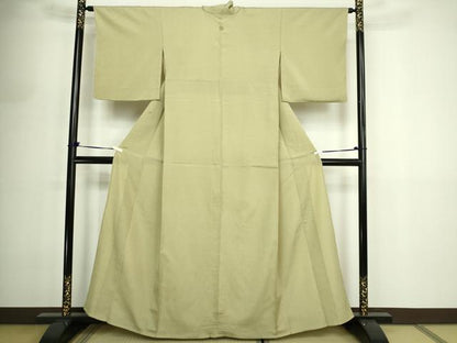 平和屋着物▽本塩沢　単衣　やまだ織　横段文　大津カツ子作　証紙付き　正絹　逸品　DABF8886sf