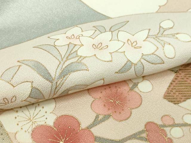 平和屋着物▽豪華色留袖　単衣　駒刺繍　扇面草花文　暈し染め　金彩　正絹　逸品　DABF8888sf