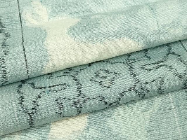 平和屋着物▽上質な紬　単衣　花うさぎ　正絹　逸品　DABF8893sf