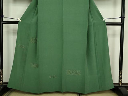 平和屋着物▽訪問着　単衣　総刺繍　花唐草文　正絹　逸品　DABF8894sf