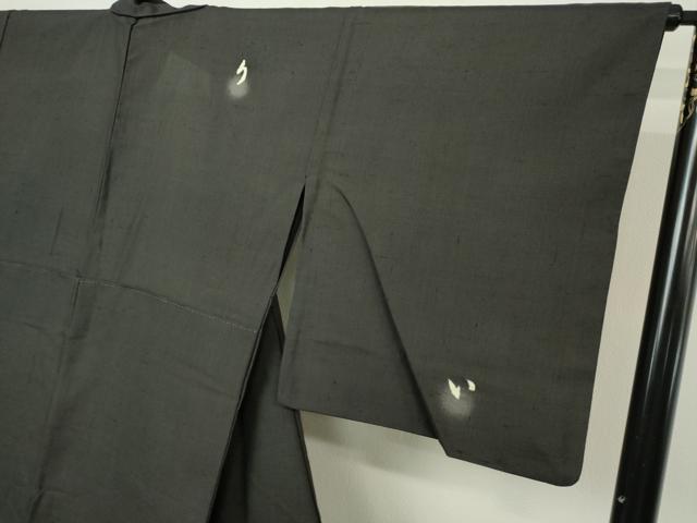 平和屋着物▽訪問着　単衣　紬地　いろはうた　暈し染め　黒地　正絹　逸品　DABF8899sf