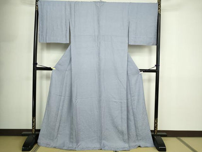 平和屋着物▽上質な色無地　単衣　唐草地紋　淡藤色　銀通し地　ロング丈　正絹　逸品　未使用　DABF8905sf