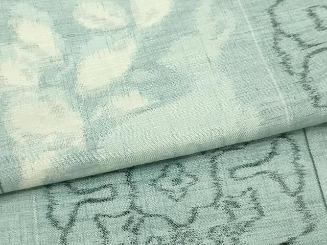 平和屋着物▽上質な紬　単衣　花うさぎ　正絹　逸品　DABF8893sf