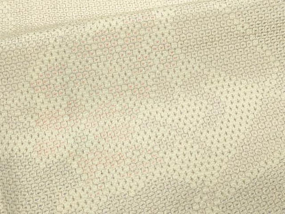 平和屋着物▽本塩沢　単衣　110亀甲　やまだ織　草花文　証紙付き　正絹　逸品　DABF8897sf