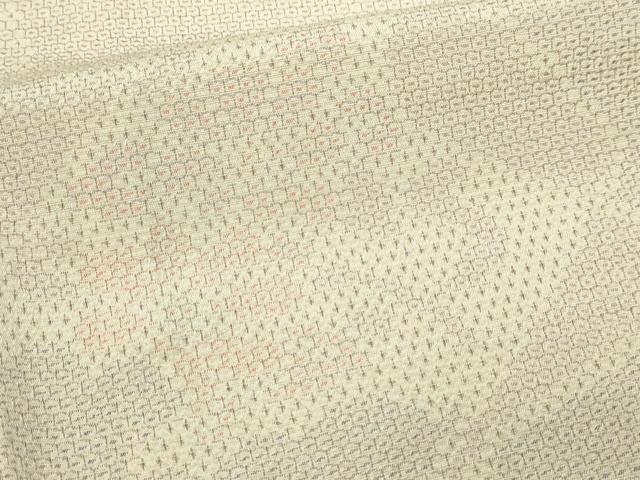 平和屋着物▽本塩沢　単衣　110亀甲　やまだ織　草花文　証紙付き　正絹　逸品　DABF8897sf