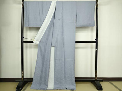 平和屋着物▽上質な色無地　単衣　唐草地紋　淡藤色　銀通し地　ロング丈　正絹　逸品　未使用　DABF8905sf
