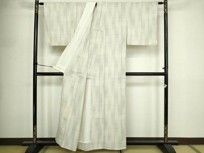 平和屋着物▽本塩沢　単衣　110亀甲　横段文　正絹　逸品　DABF8884sf