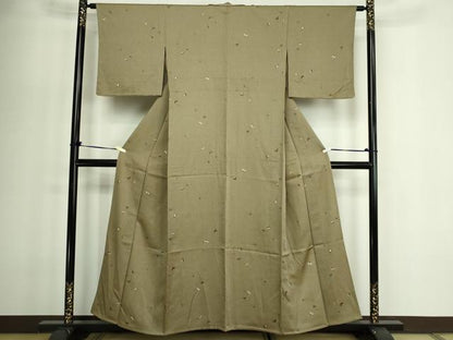 平和屋着物▽上質な小紋　単衣　舞蝶文　金彩　正絹　逸品　DABF8922sf