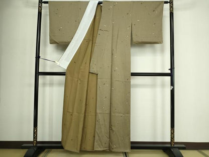 平和屋着物▽上質な小紋　単衣　舞蝶文　金彩　正絹　逸品　DABF8922sf