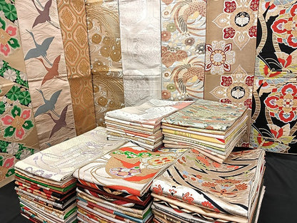 平和屋着物■袋帯 西陣 まとめて100点 鶴 孔雀 尾長鳥 蝶 更紗 松竹梅 花柄 正倉院 佐賀錦 金銀糸 など 未使用品あり 全て正絹 mmm1119