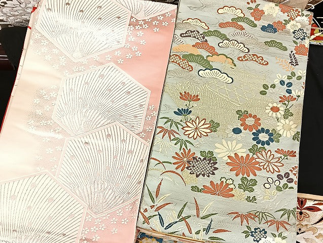 平和屋着物■袋帯 西陣 まとめて100点 鶴 孔雀 尾長鳥 蝶 更紗 松竹梅 花柄 正倉院 佐賀錦 金銀糸 など 未使用品あり 全て正絹 mmm1119