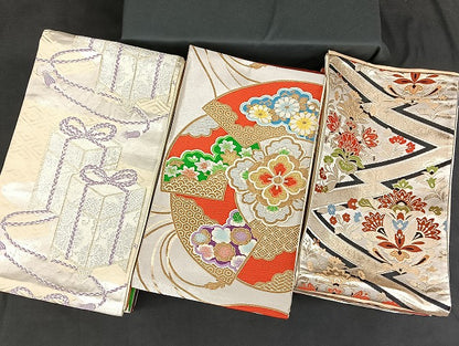 平和屋着物■袋帯 西陣 まとめて100点 鶴 孔雀 尾長鳥 蝶 更紗 松竹梅 花柄 正倉院 佐賀錦 金銀糸 など 未使用品あり 全て正絹 mmm1119
