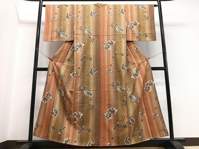 平和屋着物■上質な小紋　雪輪地紙花蝶文　暈し染め　金彩　正絹　逸品　CABH4113xe