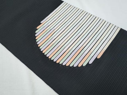 平和屋着物＊夏物　八寸名古屋帯　絽綴れ　横段文　黒地　金銀糸　正絹　逸品　CABH8065fb