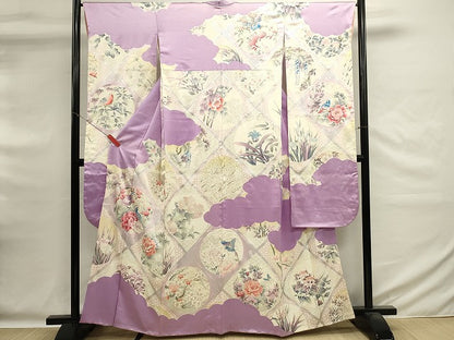 平和屋着物■豪華振袖　花鳥丸文　銀彩　正絹　逸品　DABG6632cd