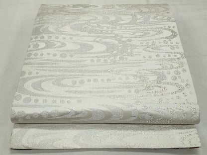 平和屋着物◎両面　全通柄袋帯　和風音　流水文　銀糸　正絹　逸品　CABF2398qe