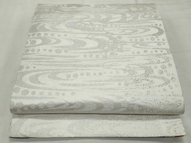 平和屋着物◎両面　全通柄袋帯　和風音　流水文　銀糸　正絹　逸品　CABF2398qe