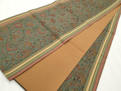 平和屋着物◎全通柄袋帯　更紗花唐草文　正絹　逸品　CABF2396qe