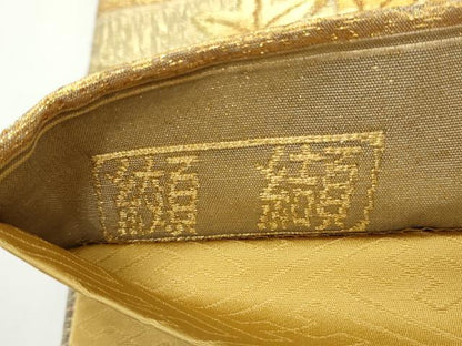 平和屋着物◎西陣　老舗　渡文謹製　手織　全通柄袋帯　唐織　纐纈　花鳥文　金銀糸　正絹　逸品　CABF2397qe