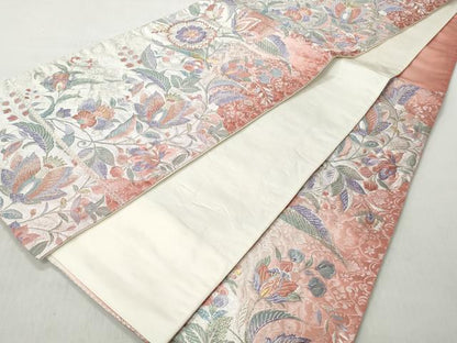 平和屋着物◎六通柄袋帯　唐織　流水取り唐花　金銀糸　正絹　逸品　CABH8415qe