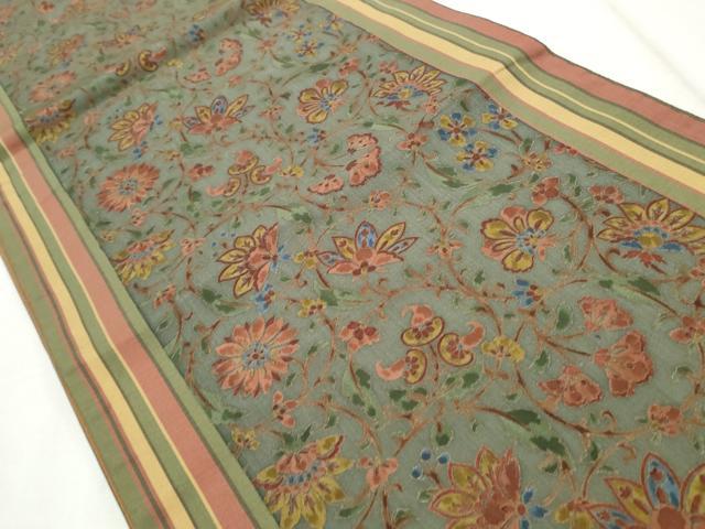 平和屋着物◎全通柄袋帯　更紗花唐草文　正絹　逸品　CABF2396qe