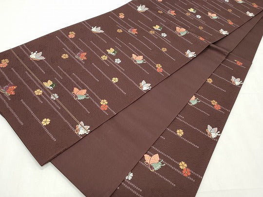 平和屋着物◎六通柄袋帯　唐織　花蝶文　金糸　正絹　逸品　CABF2391qe