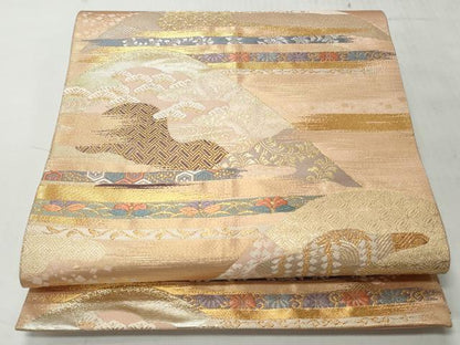 平和屋着物◎六通柄袋帯　唐織　洛北霞連山　金銀糸　正絹　逸品　CABH8429qe