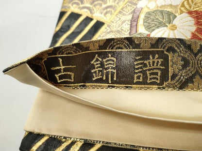 平和屋着物◎六通柄袋帯　唐織　飛鳥舞蝶花丸文　古錦譜　金糸　正絹　逸品　CABH8445qe