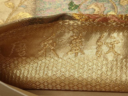 平和屋着物◎六通柄袋帯　唐花華紋　宴　金銀糸　正絹　逸品　CABH8448qe