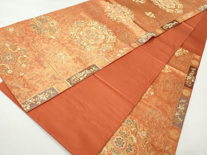 平和屋着物◎六通柄袋帯　宝飾風繍華文　金糸　正絹　逸品　CABH8444qe