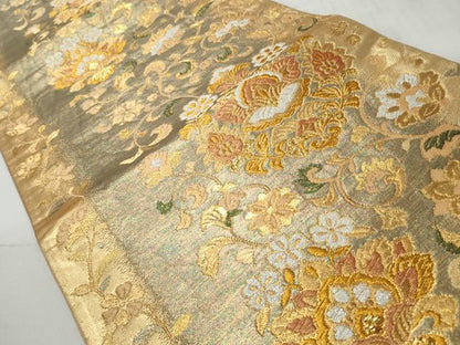 平和屋着物◎六通柄袋帯　唐花華紋　宴　金銀糸　正絹　逸品　CABH8448qe