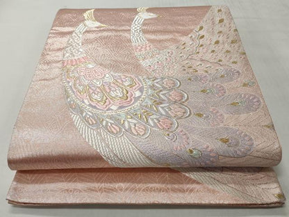 平和屋着物◎六通柄袋帯　唐織　孔雀文　金銀糸　正絹　逸品　CABH8433qe