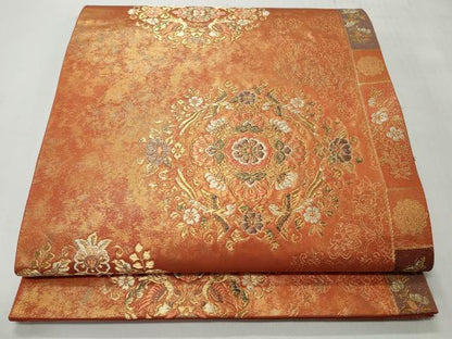 平和屋着物◎六通柄袋帯　宝飾風繍華文　金糸　正絹　逸品　CABH8444qe