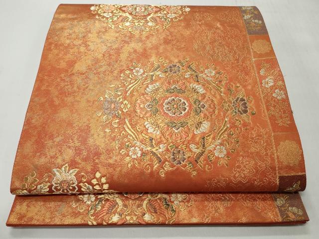 平和屋着物◎六通柄袋帯　宝飾風繍華文　金糸　正絹　逸品　CABH8444qe