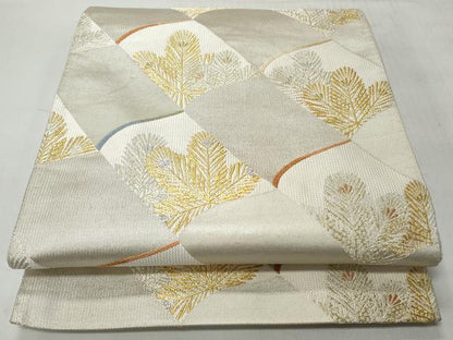 平和屋着物◎六通柄袋帯　唐織　松葉格子文　金銀糸　正絹　逸品　CABH8441qe