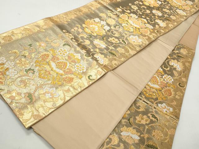 平和屋着物◎六通柄袋帯　唐花華紋　宴　金銀糸　正絹　逸品　CABH8448qe