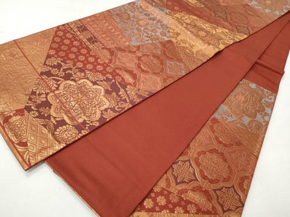 平和屋着物◎六通柄袋帯　切嵌花唐草文　金糸　正絹　逸品　CABH8439qe