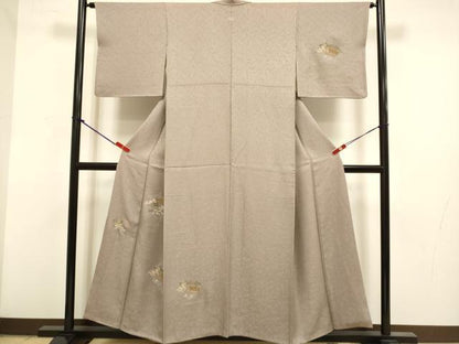 平和屋着物▼訪問着　総刺繍　松皮菱風景文　金糸　三越扱い　正絹　逸品　DABG3598du