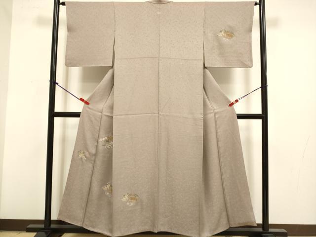 平和屋着物▼訪問着　総刺繍　松皮菱風景文　金糸　三越扱い　正絹　逸品　DABG3598du