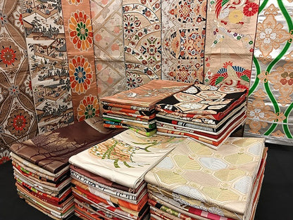 平和屋着物■袋帯 西陣 まとめて100点 向かい鶴 尾長鳥 人物 風景 更紗 松竹梅 花柄 七宝 正倉院 金銀糸 など 未使用品有 全て正絹 mmm1130