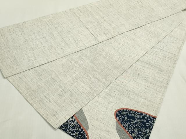 平和屋着物◎中国三大刺繍　相良刺繍　太鼓柄袋帯　紬地　切嵌　更紗花文　正絹　逸品　DABF8398we
